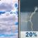 Today: A slight chance of showers and thunderstorms between 1pm and 2pm. Mostly cloudy, with a high near 77. West southwest wind 5 to 10 mph. Chance of precipitation is 20%. New rainfall amounts between a tenth and quarter of an inch possible. Today: Mostly Cloudy then Slight Chance Showers And Thunderstorms