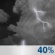 Thursday Night: A 40 percent chance of showers and thunderstorms, mainly before 1am.  Mostly cloudy, with a low around 57. South southwest wind around 5 mph. 